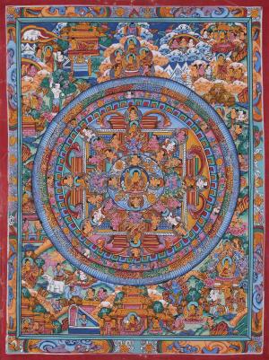 Buddha Mandala Thangka | Hand-painted Tibetan Thangka for Wall Hanging | Best Quality Tibetan Mandala Painting | Zen Buddhism